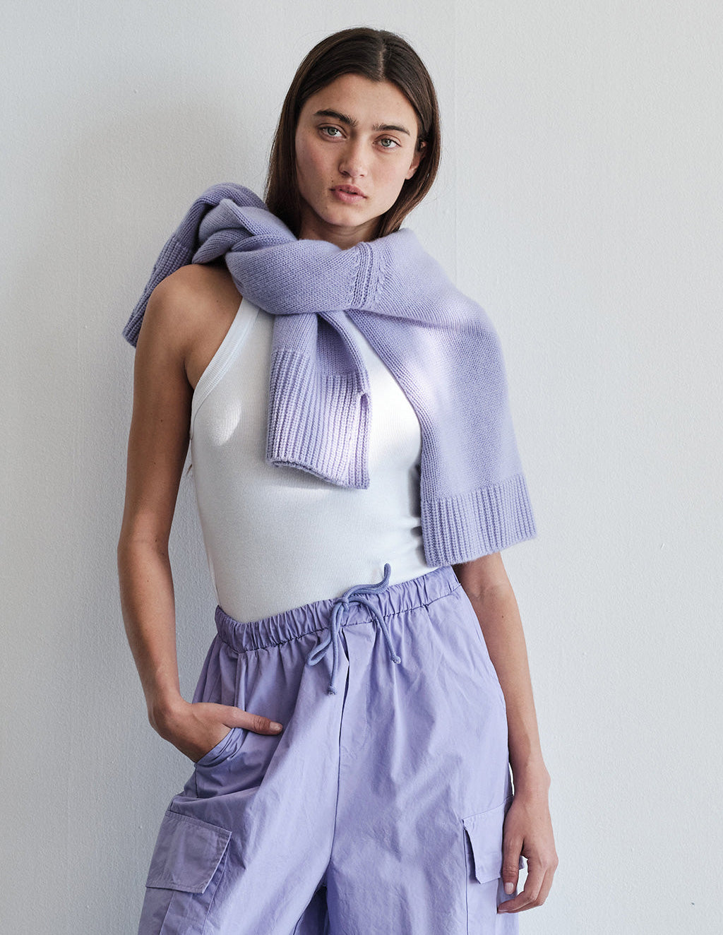 Cozy Cashmere Blend Turtleneck Sweater in Iris