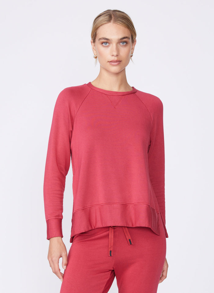 red side slit sweatshirt