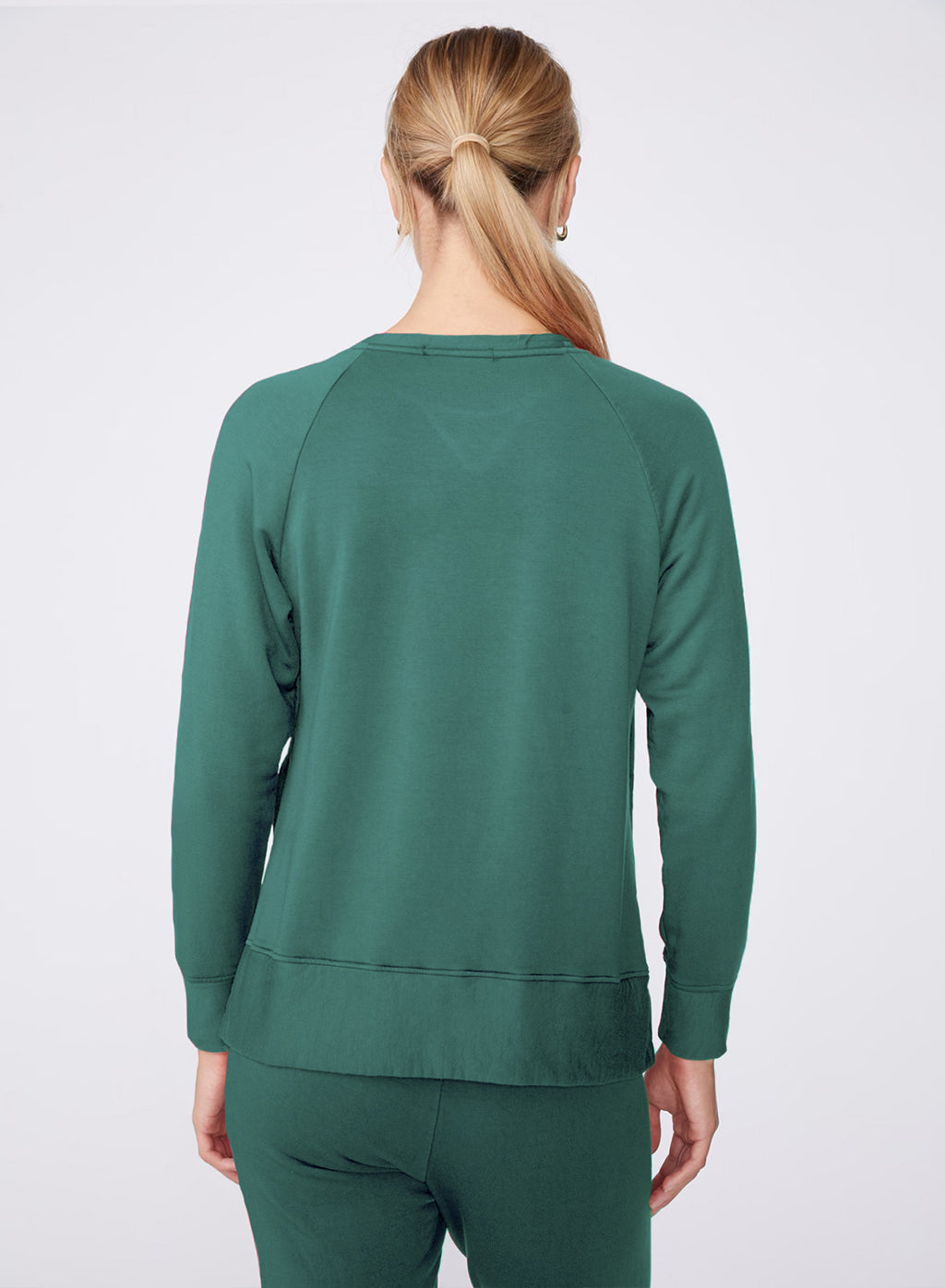 Softest Fleece Raglan Side Slit Sweatshirt in Rainforest-back