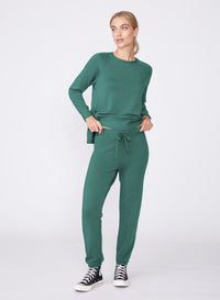 Softest Fleece Raglan Side Slit Sweatshirt in Rainforest-full length (front)