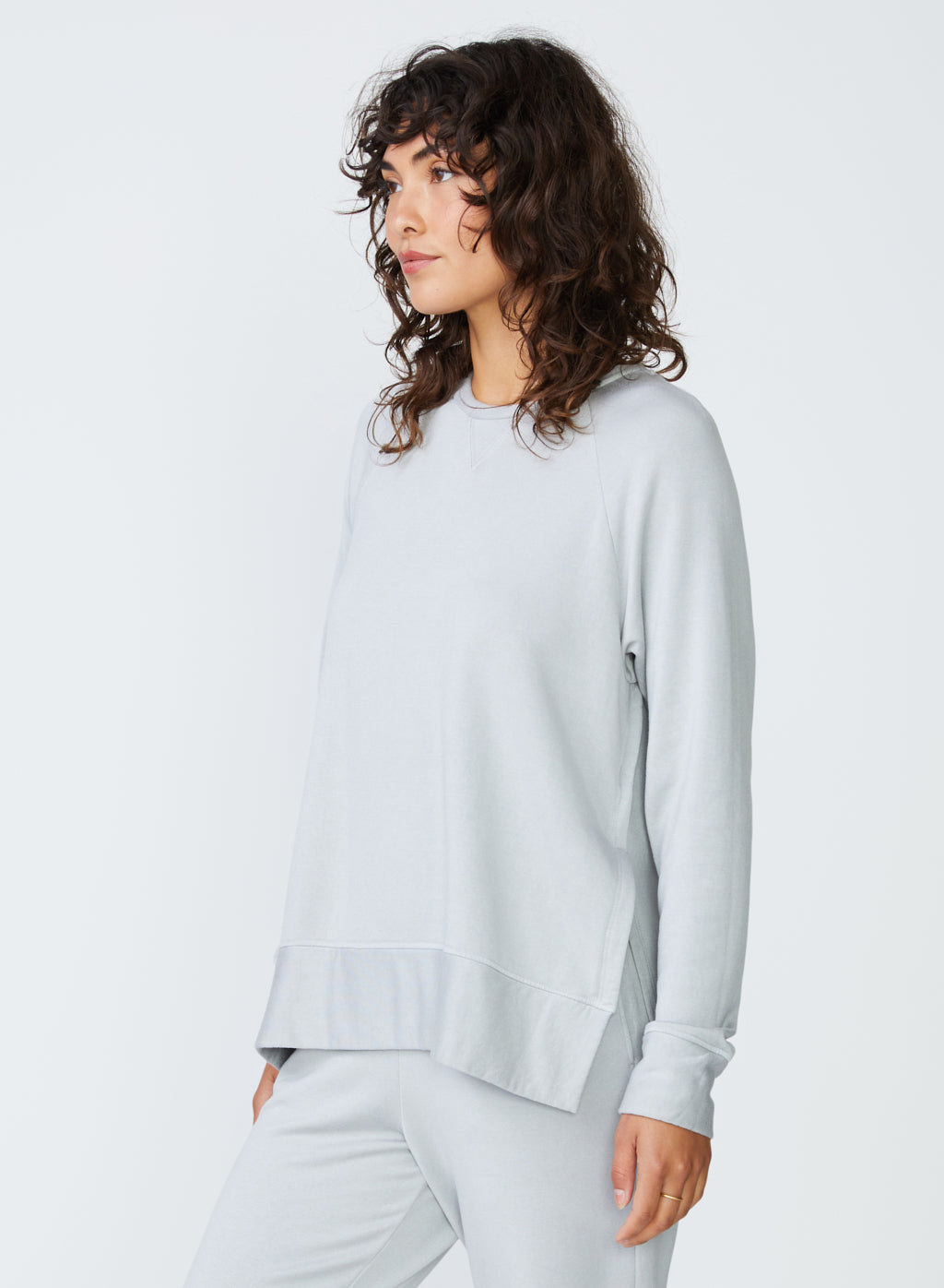 grey side slit sweatshirt