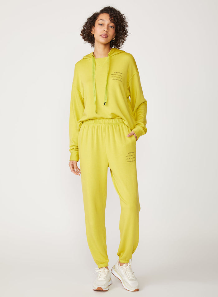 yellow fleece sweatpant with screenprint