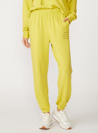 yellow fleece sweatpant with screenprint