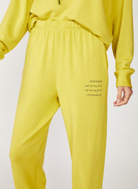 yellow fleece sweatpant with screenprint