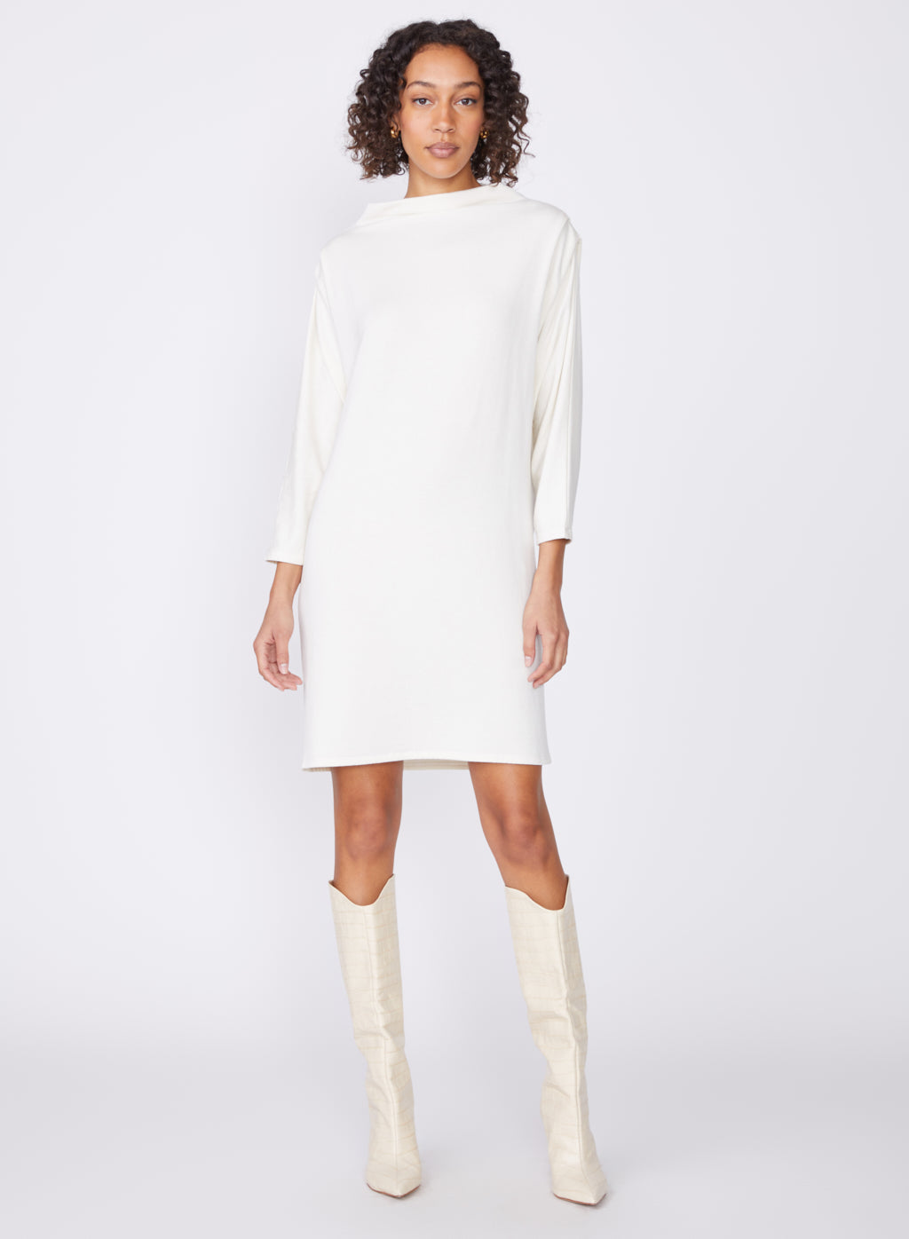 cream softest fleece pleated dress