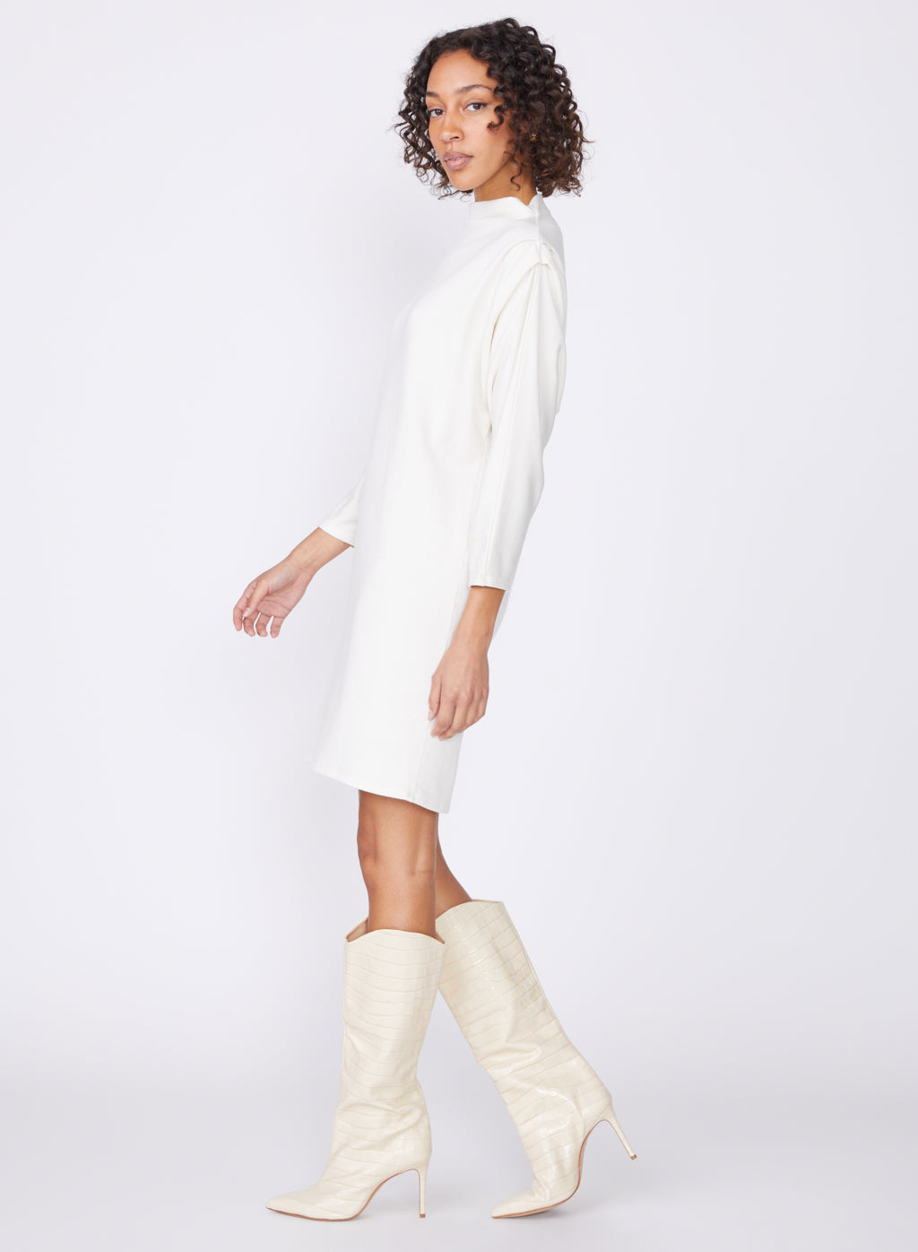 cream softest fleece pleated dress