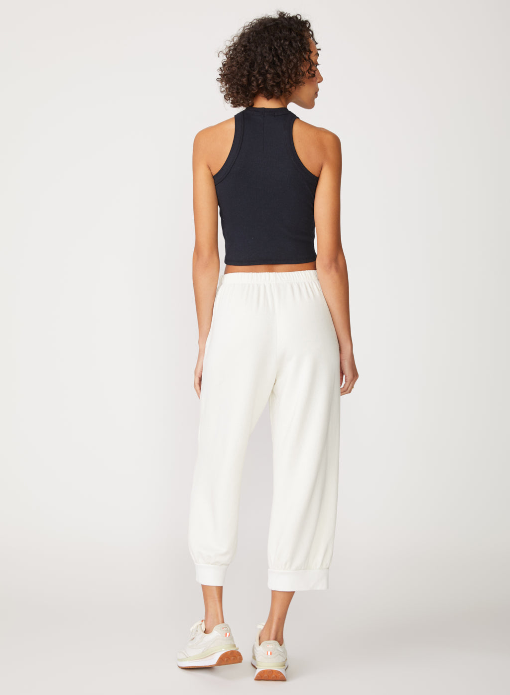 cream fleece wide leg pull on pant