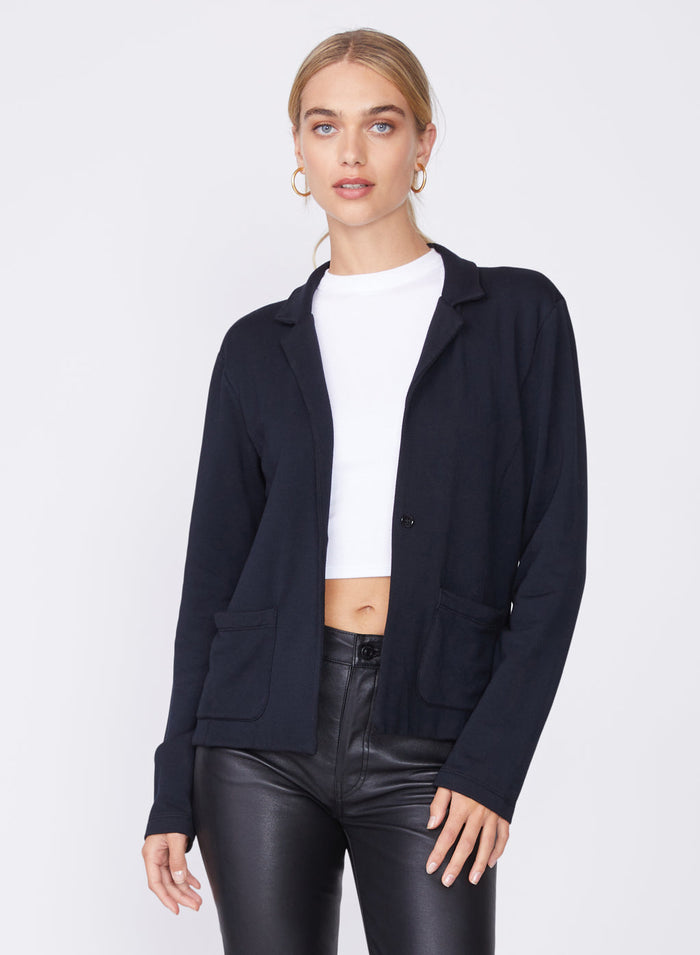 black softest fleece blazer