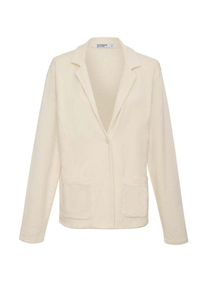 cream softest fleece blazer