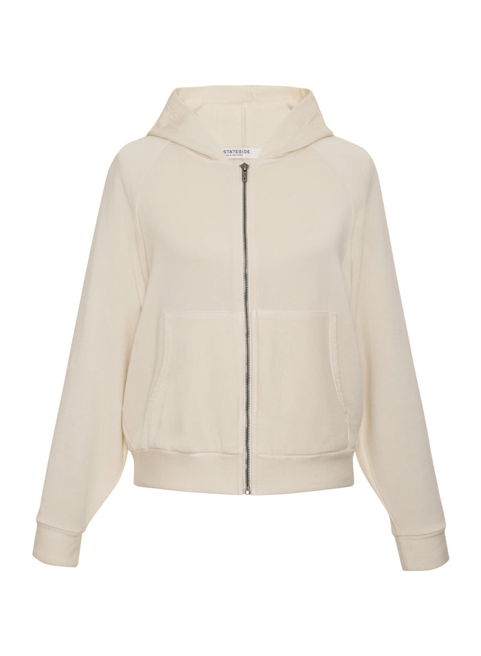 cream softest fleece zip hoodie