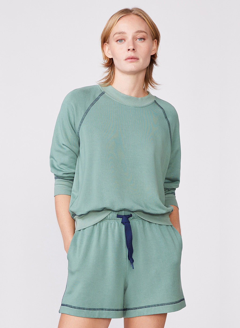 Softest Fleece Shrunken Sweatshirt with Contrast in Vine