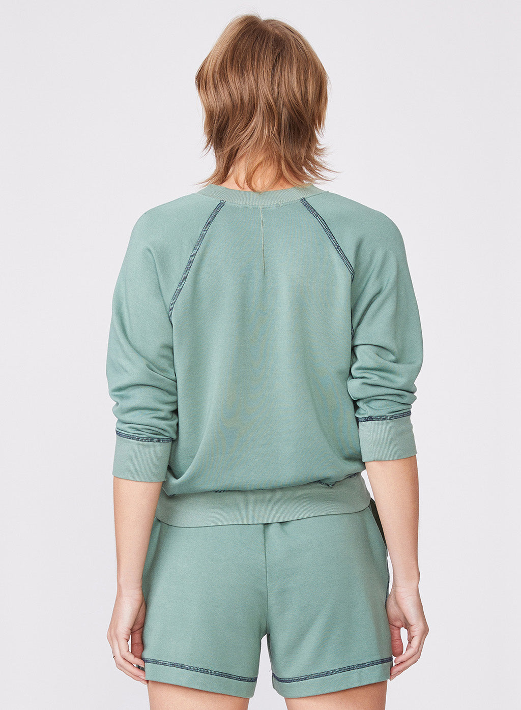 Softest Fleece Shrunken Sweatshirt with Contrast in Vine