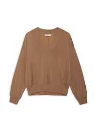 Softest Fleece High V-Neck Pullover in Teddy-front