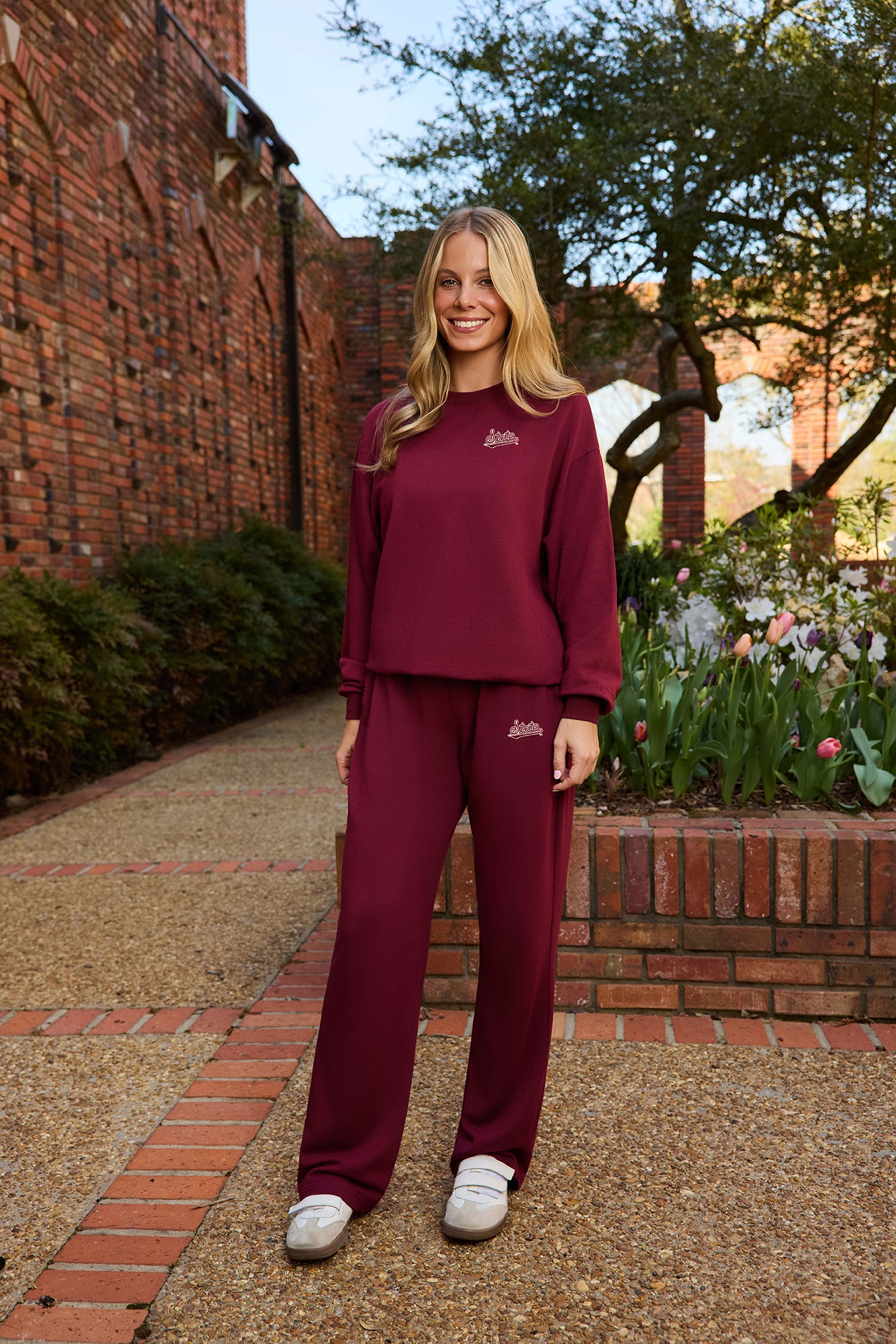 Mississippi State Logo Softest Fleece Crewneck Womens Sweatshirt