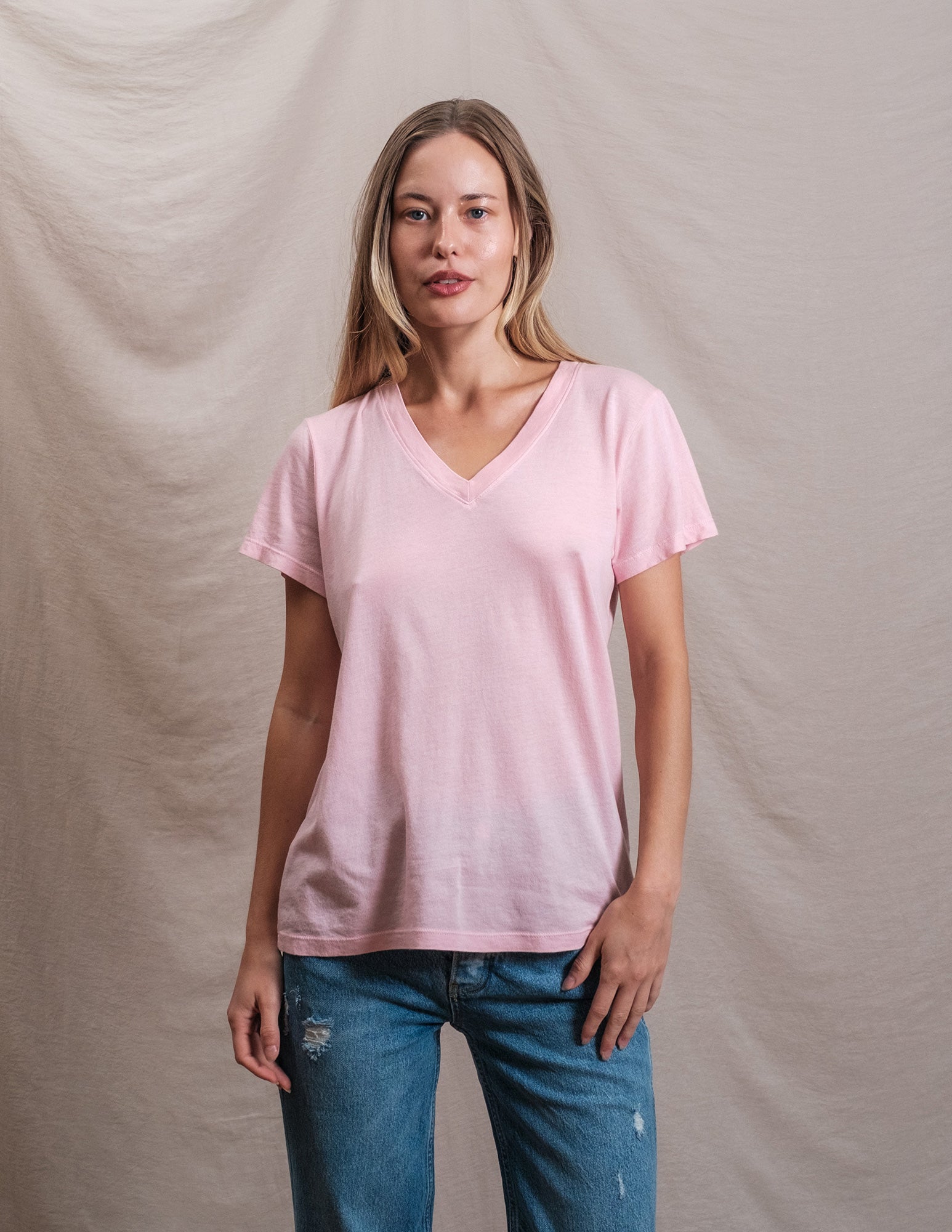Butter Soft Short Sleeve V Neck in Blush