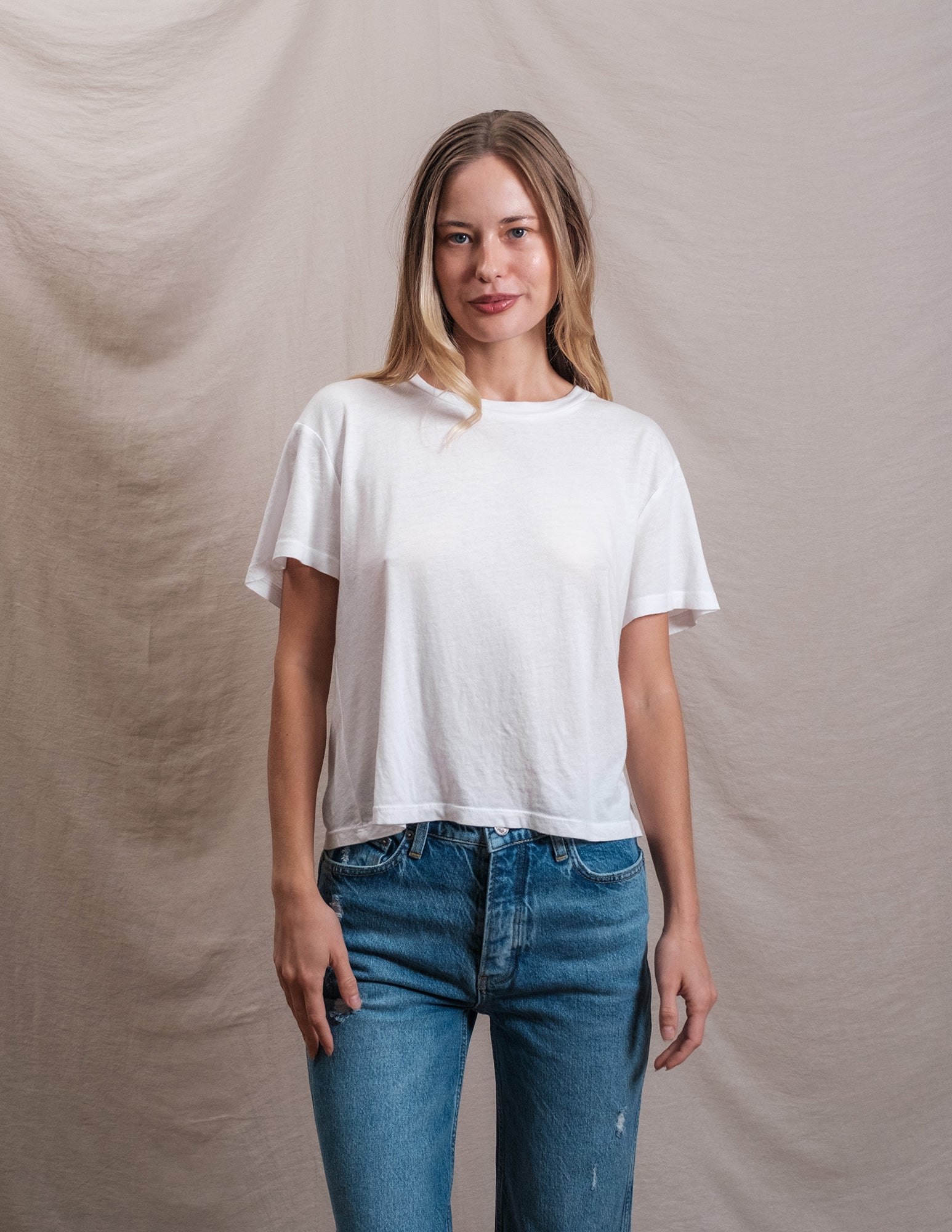 Butter Soft Boxy Crop in White