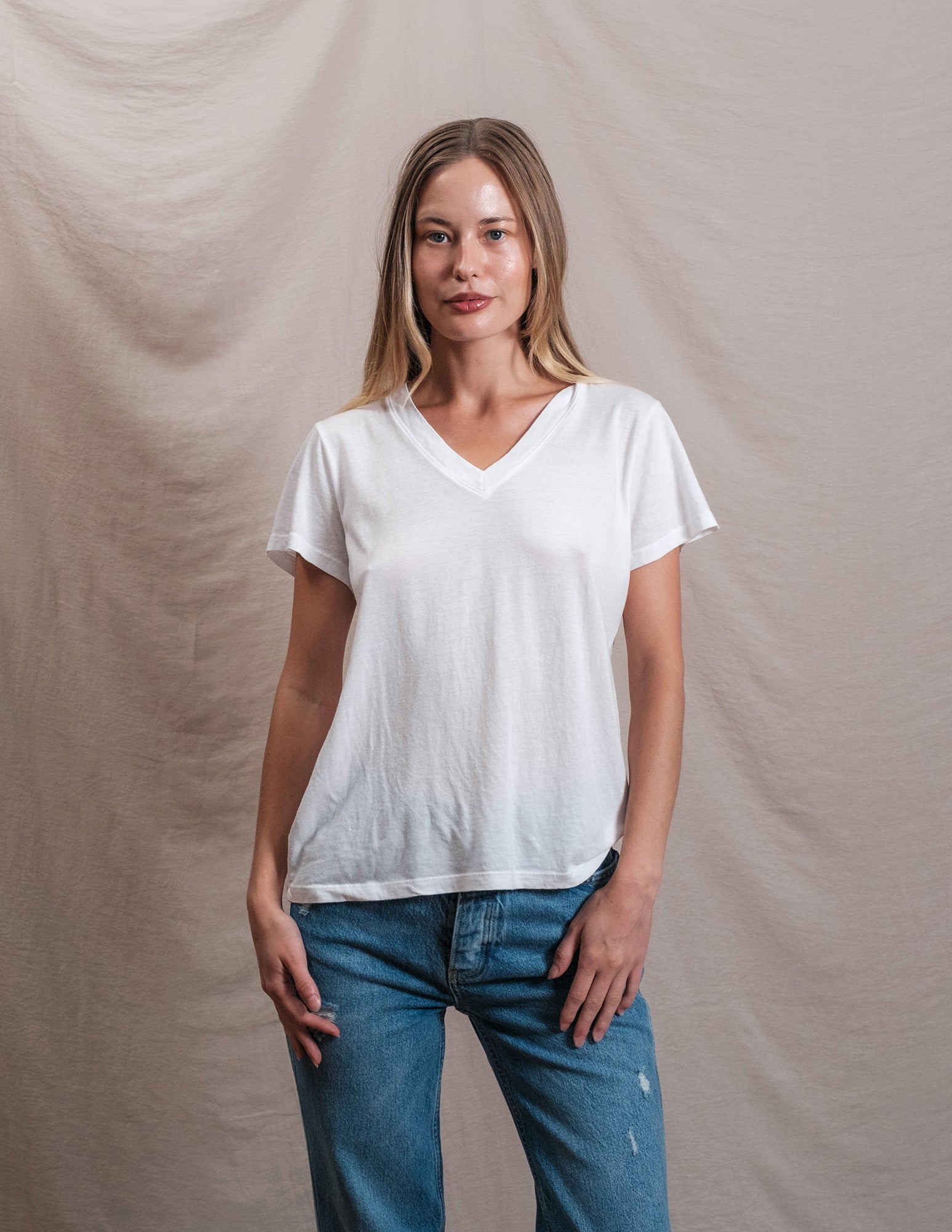 Butter Soft V-Neck in White