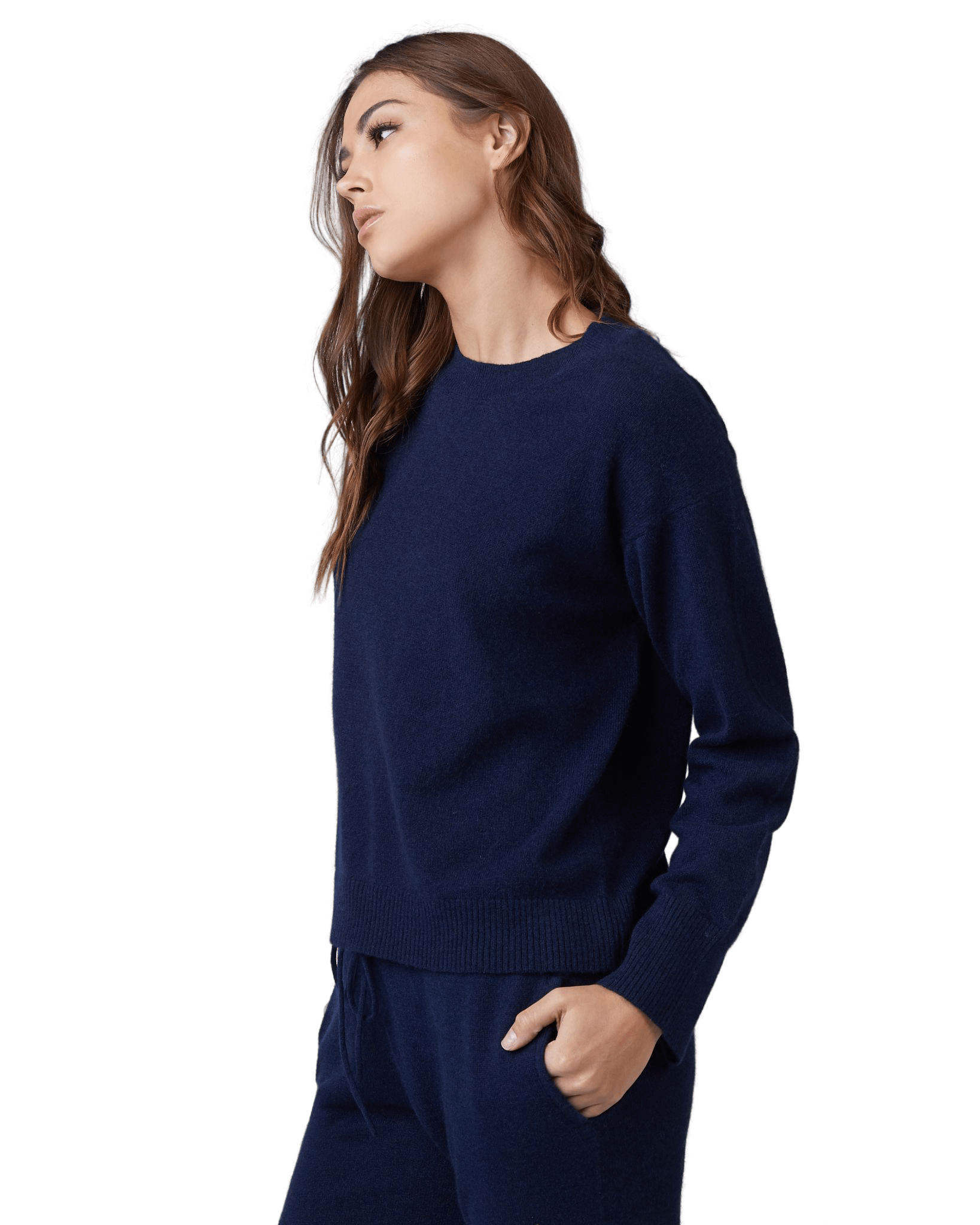 Cashmere Crew Neck Sweater in Navy