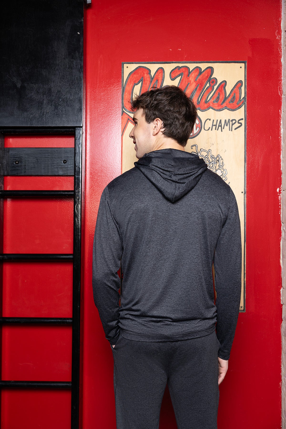 Ole Miss Logo Soft Jersey Tech Mens Hoodie