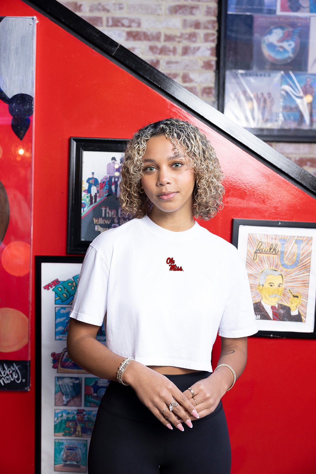 Ole Miss Logo Cloud Boxy Crop Womens Tee