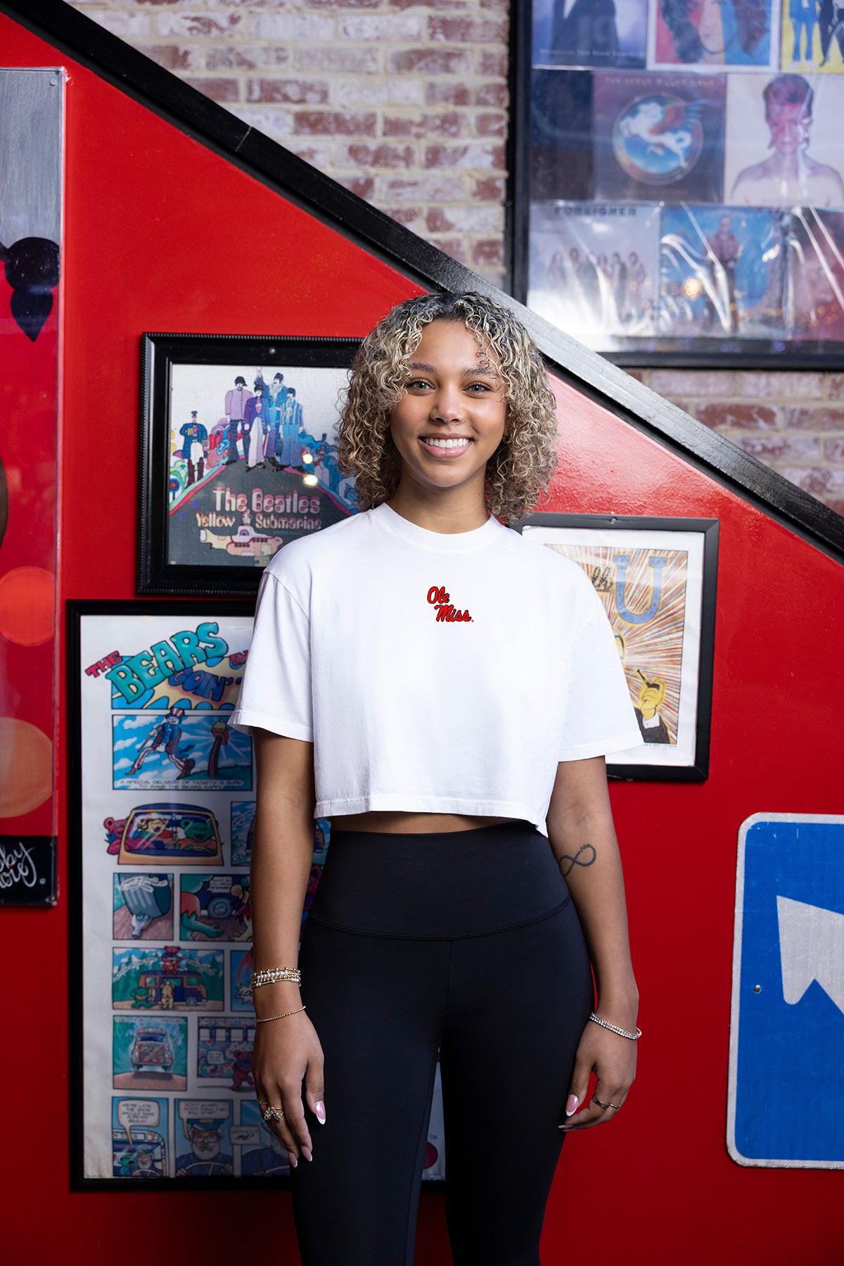 Ole Miss Logo Cloud Boxy Crop Womens Tee