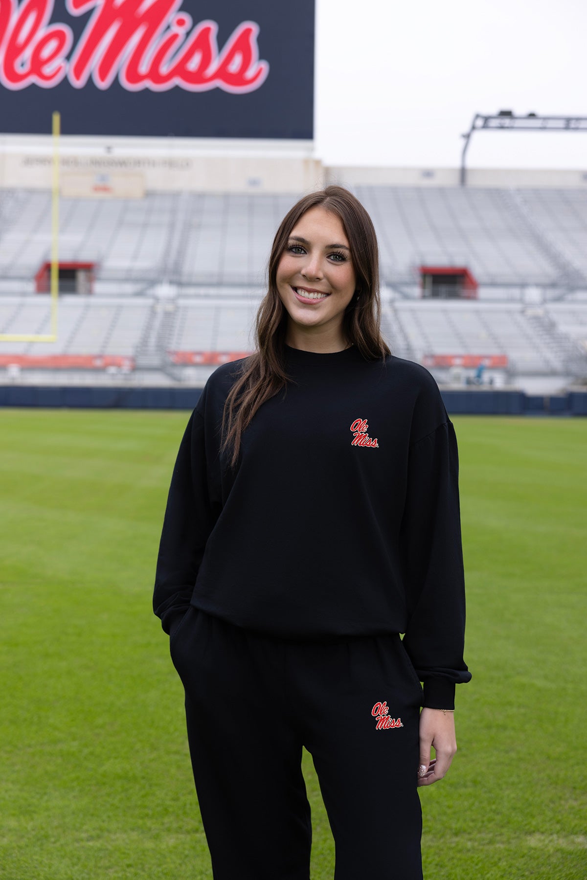 Ole Miss Logo Softest Fleece Crewneck Womens Sweatshirt