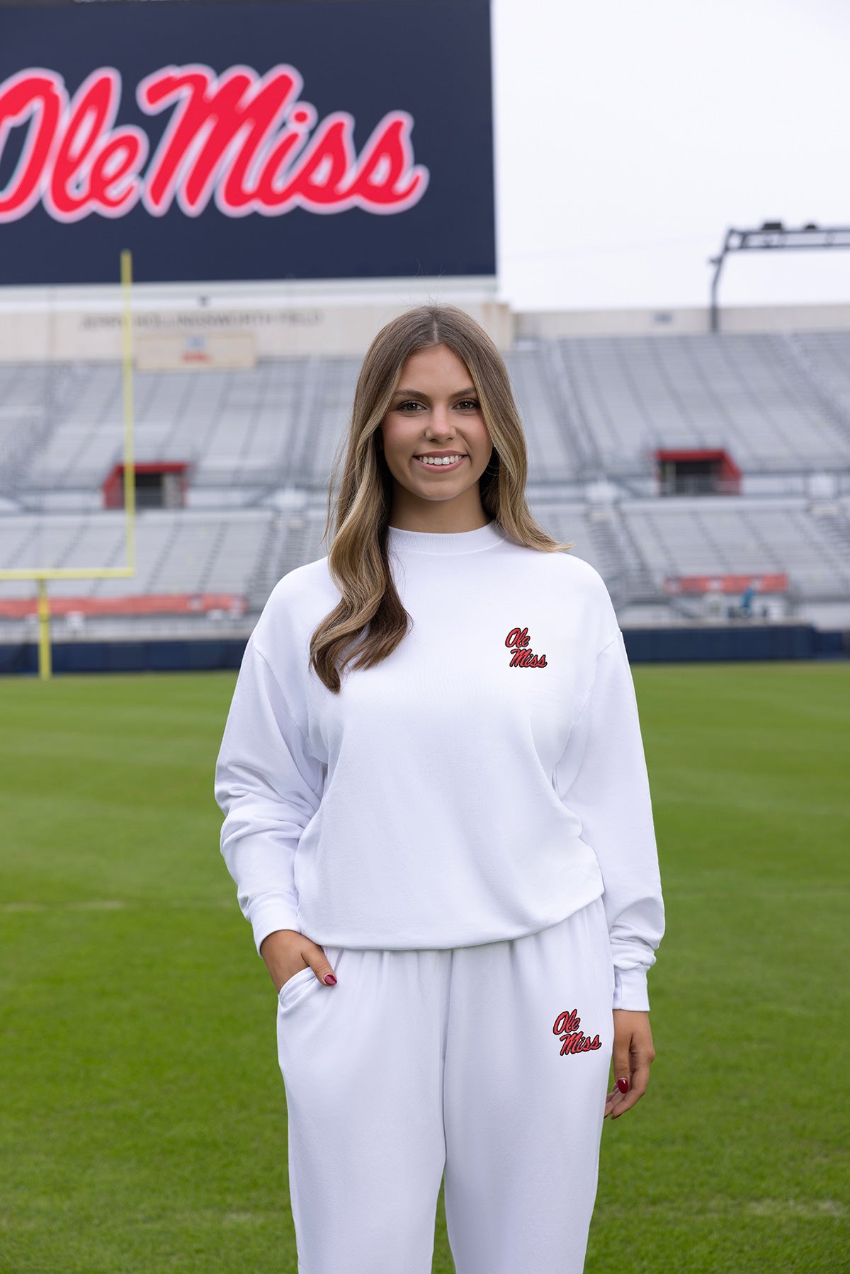 Ole Miss Logo Softest Fleece Crewneck Womens Sweatshirt