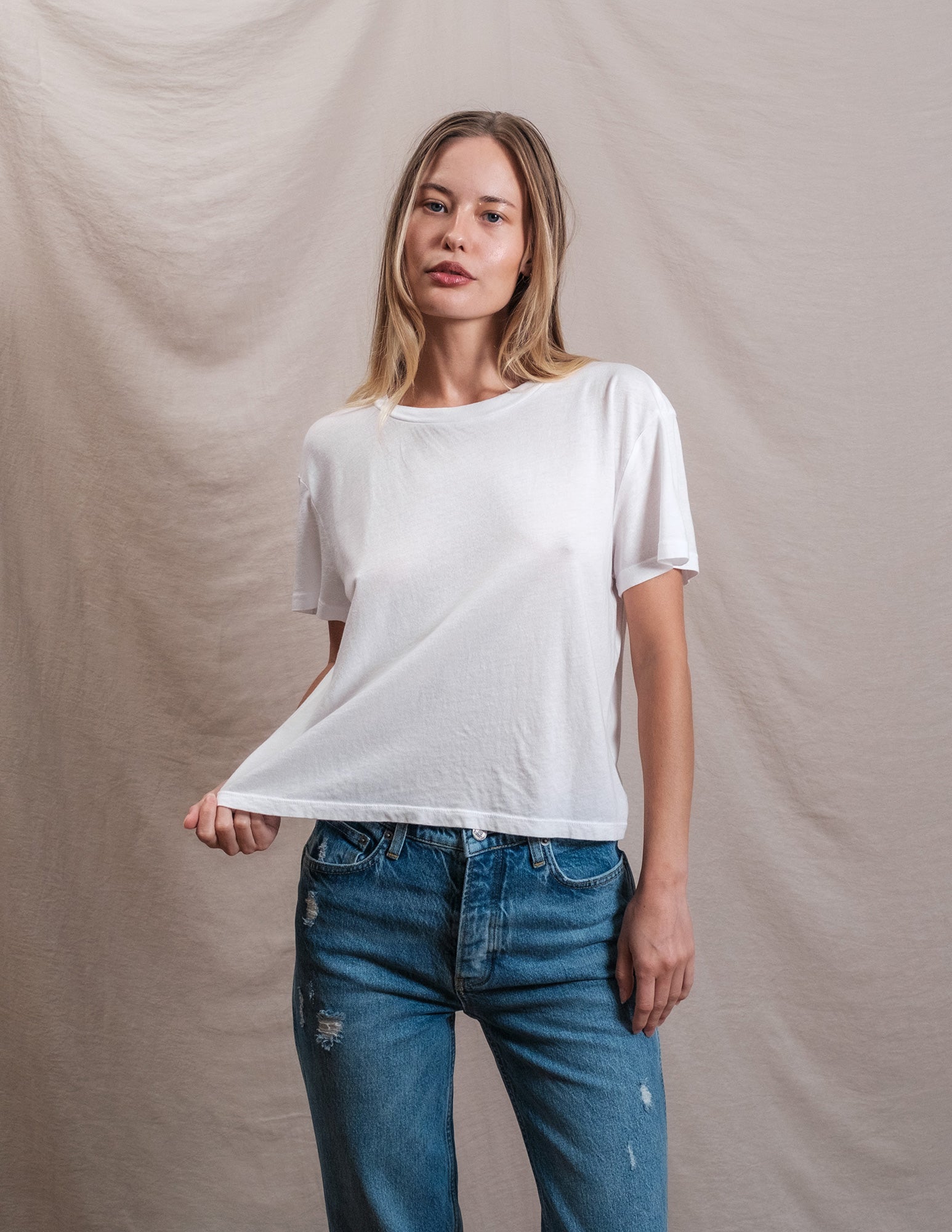 Butter Soft Boxy Crop in White