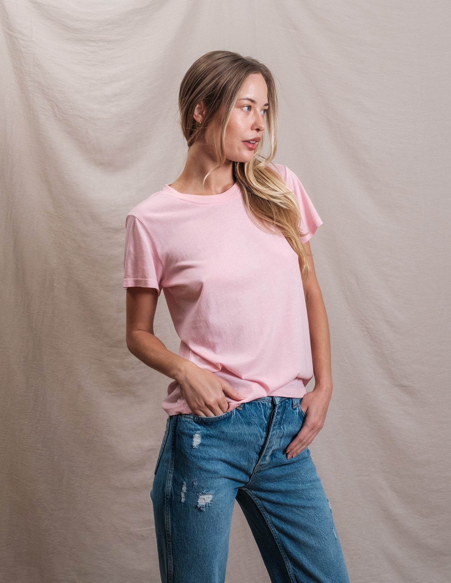 Butter Soft Short Sleeve Crew in Blush