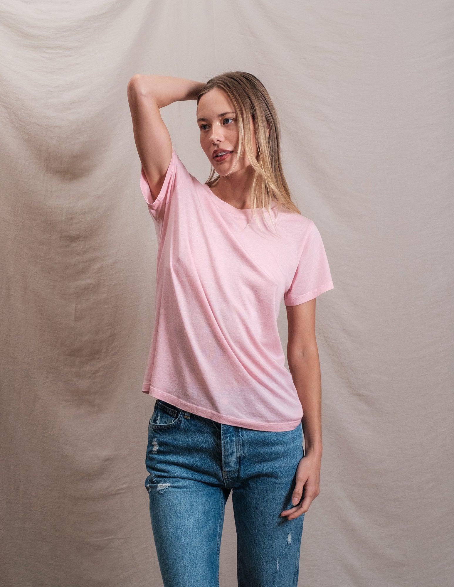 Butter Soft Short Sleeve Crew in Blush