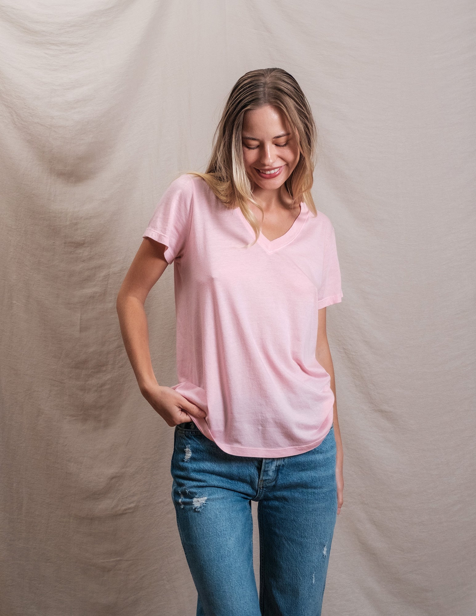 Butter Soft V-Neck in Ballet Pink