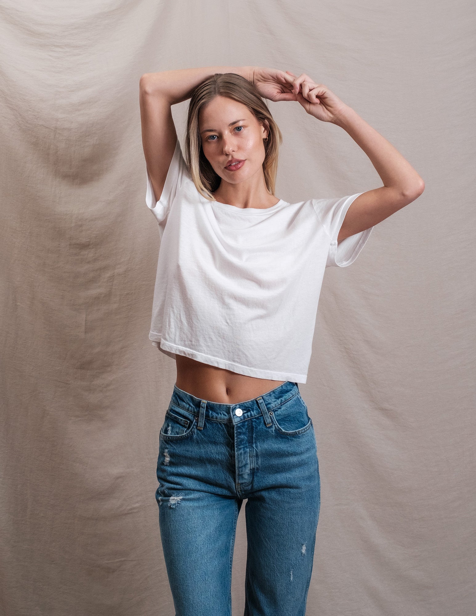 Butter Soft Boxy Crop in White