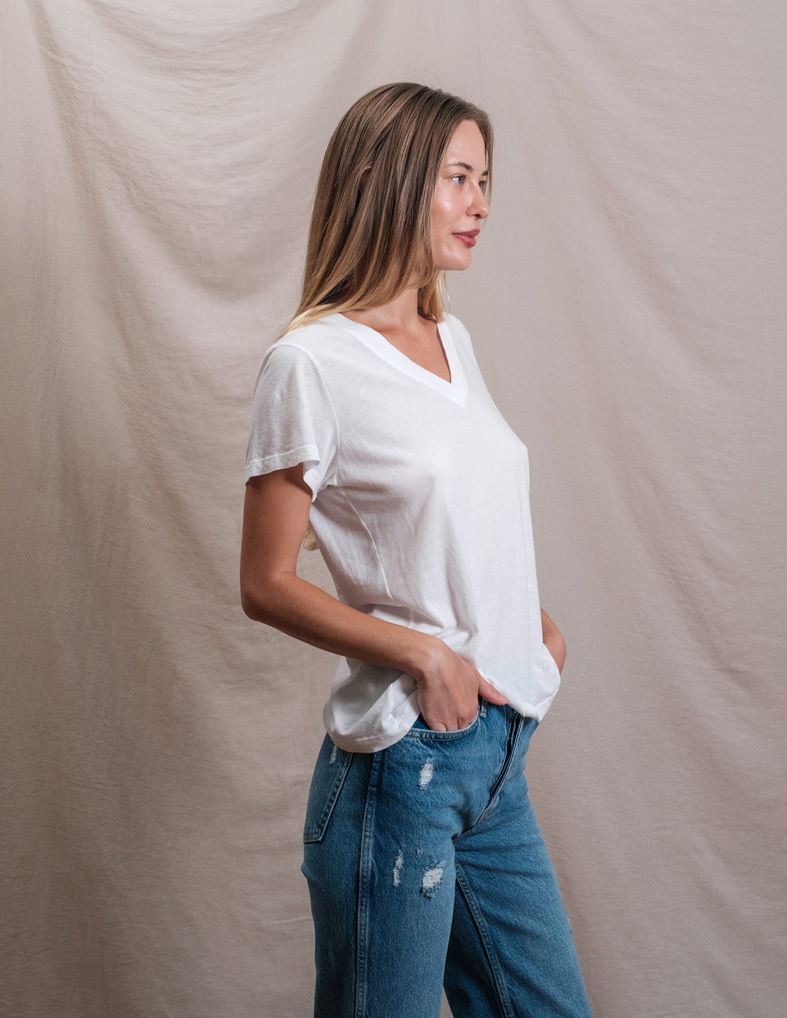 Butter Soft V-Neck in White