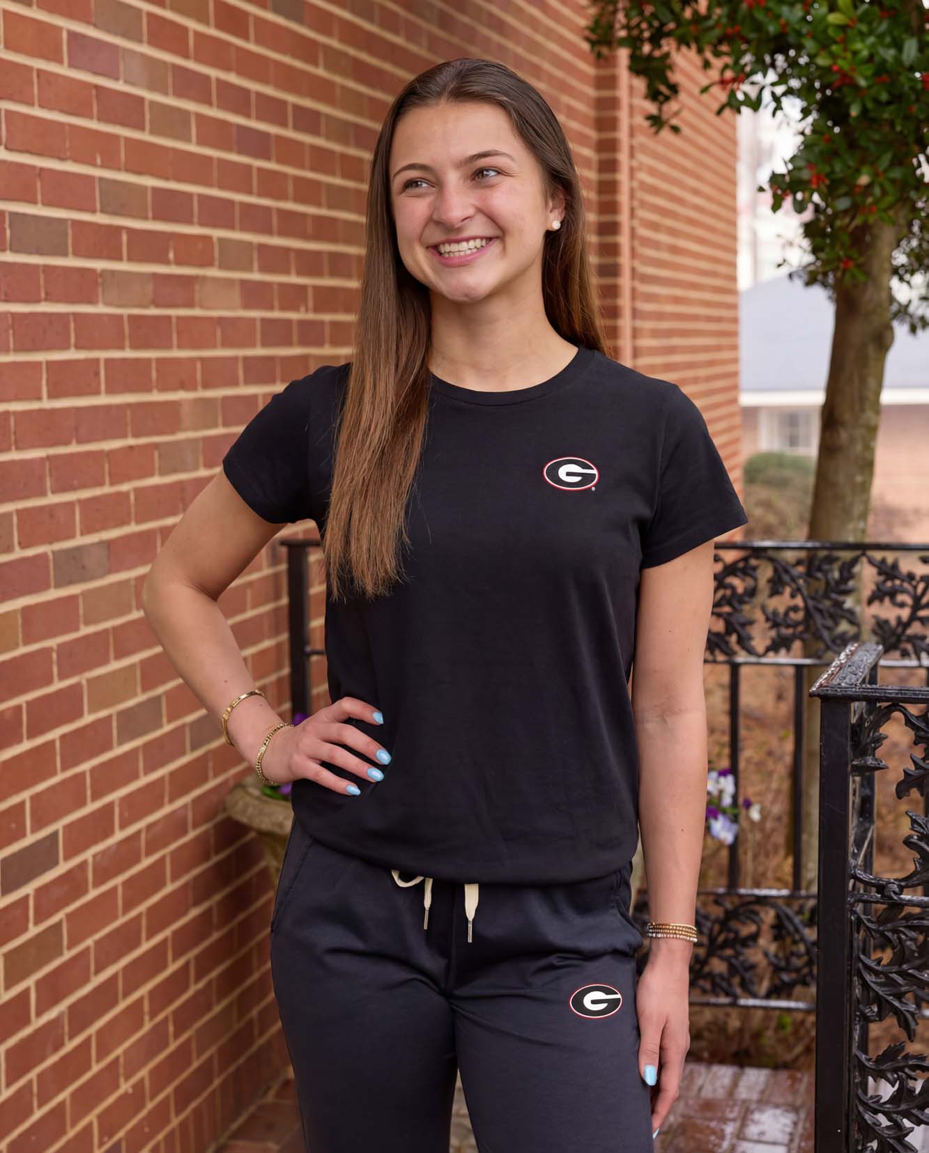 Georgia Logo Cloud Crew Neck Womens Tee