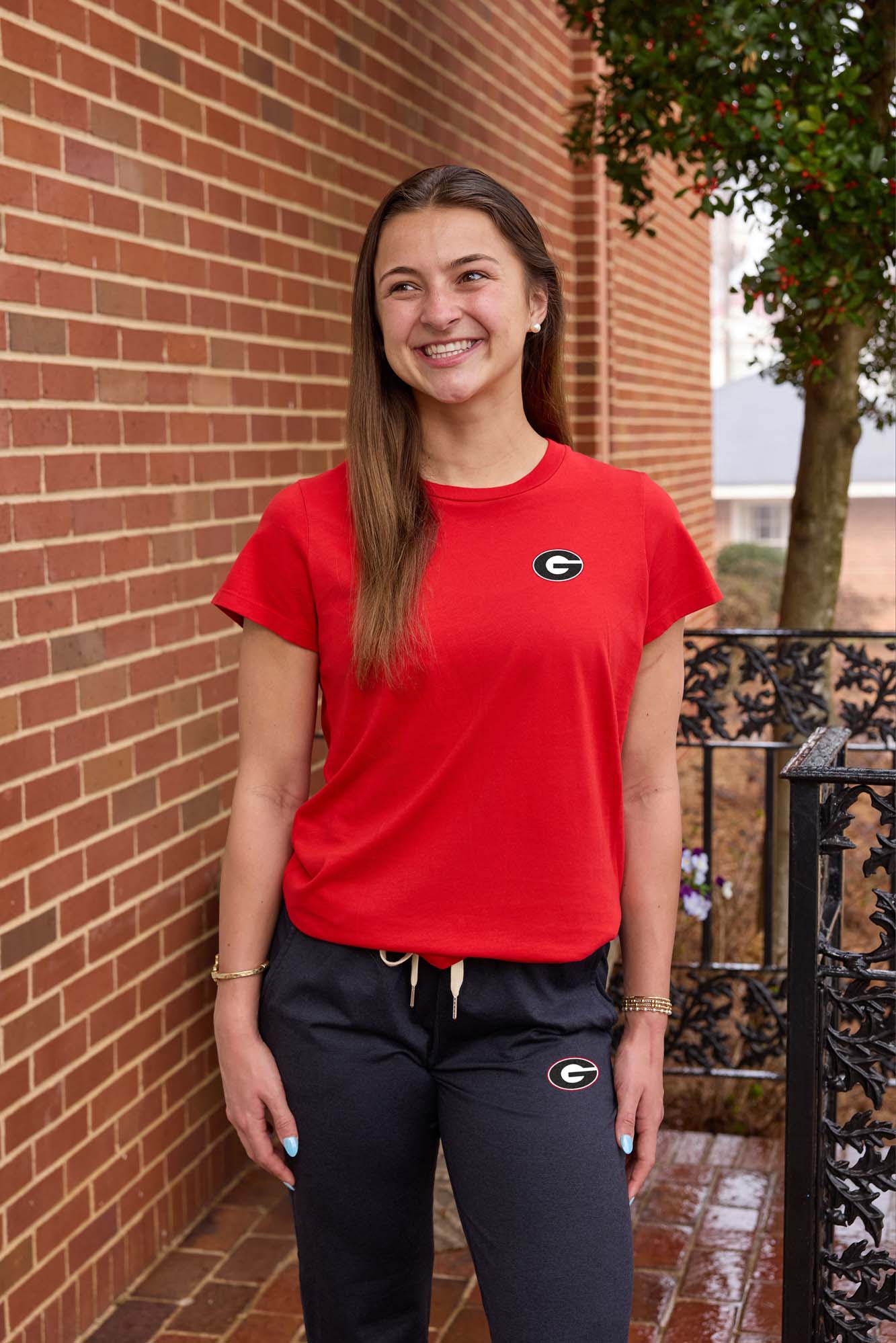 Georgia Logo Cloud Crew Neck Womens Tee