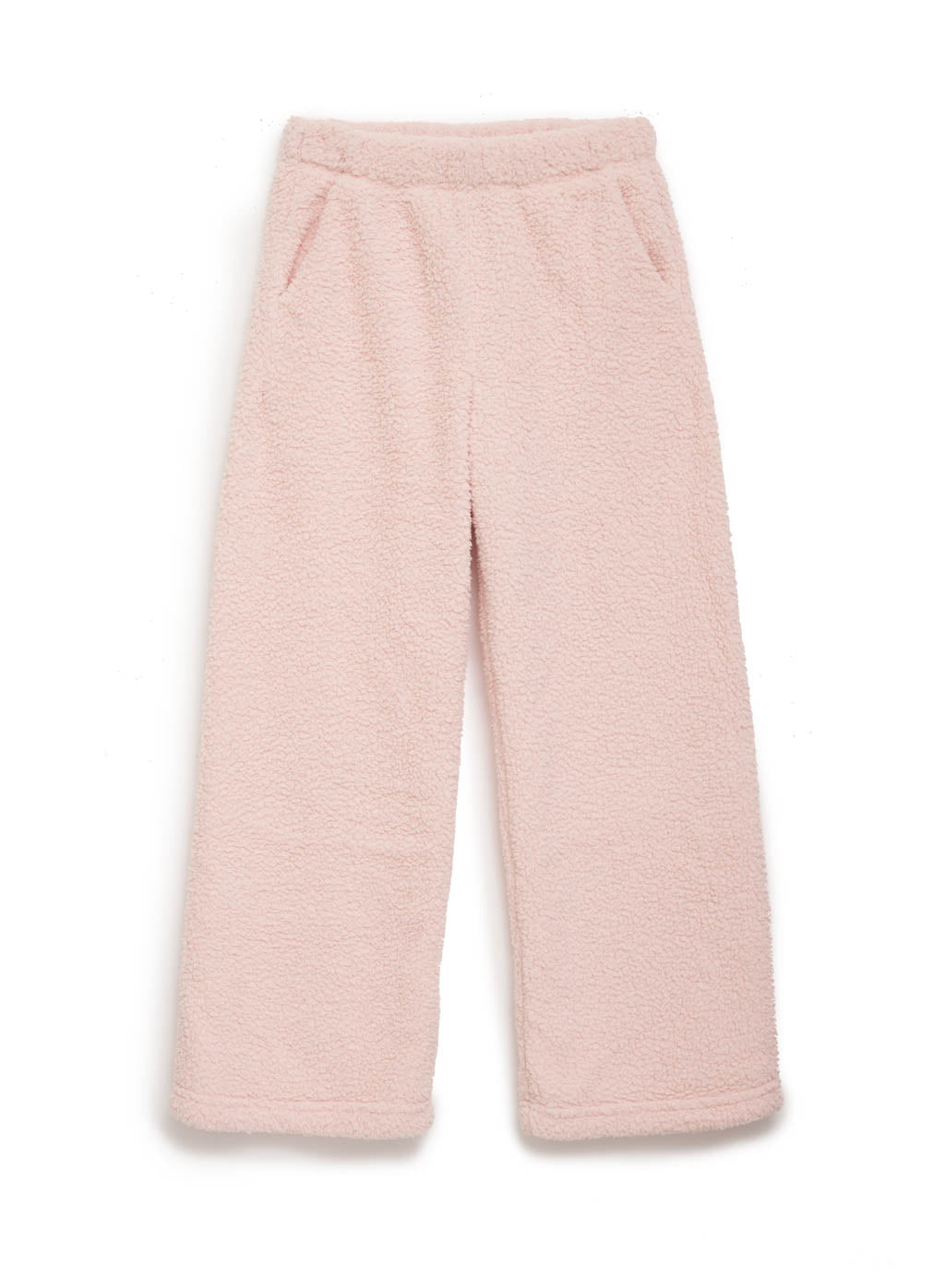 pink double-faced sherpa palazzo pant