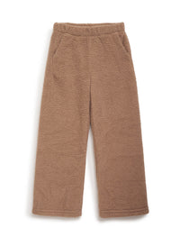 tan double-faced sherpa palazzo pant