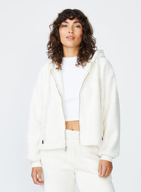 cream sherpa zip hoodie