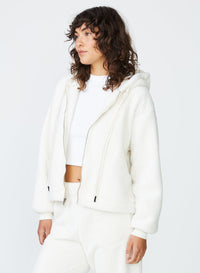 cream sherpa zip hoodie