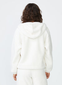 cream sherpa zip hoodie