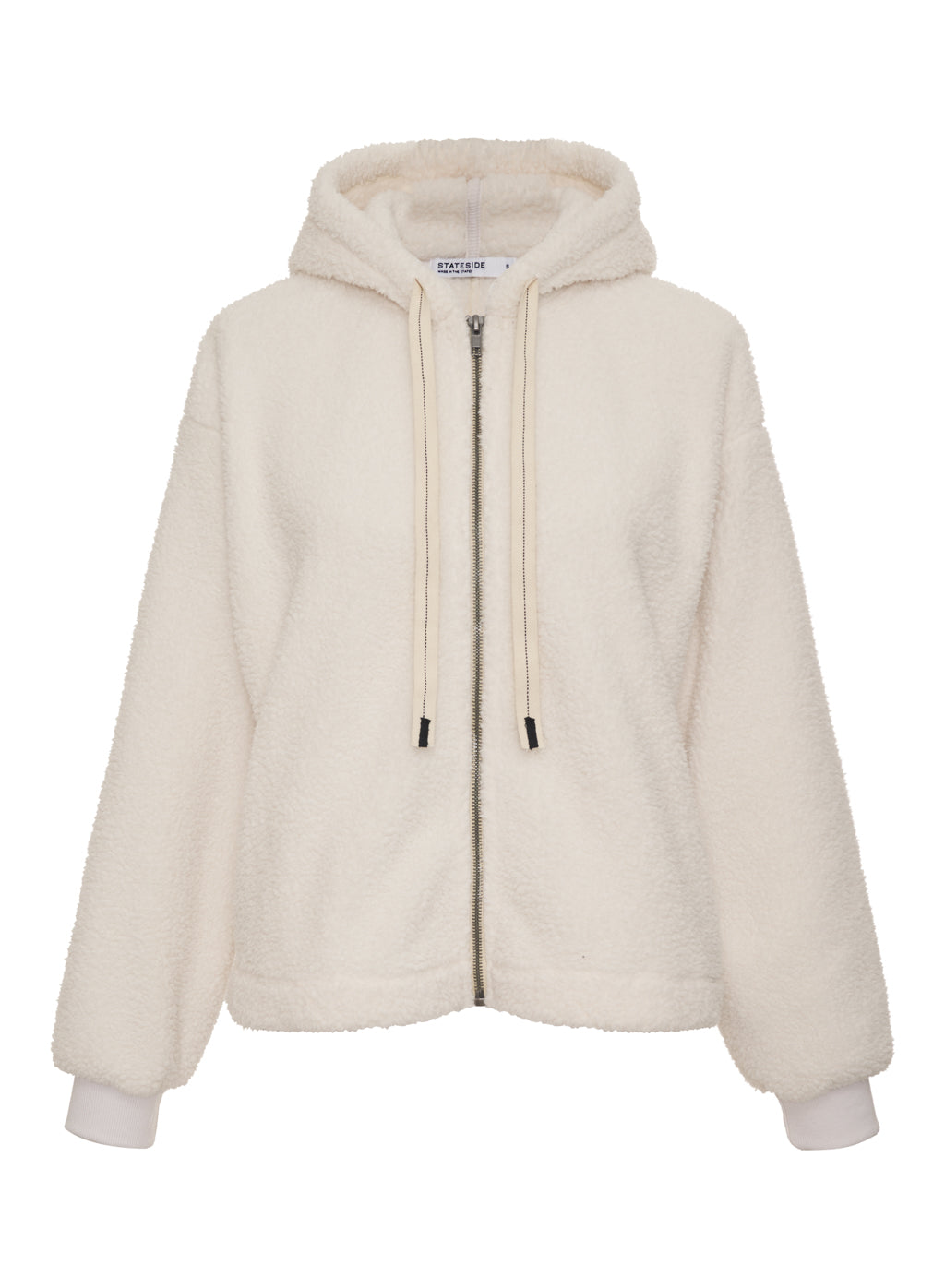 cream sherpa zip hoodie