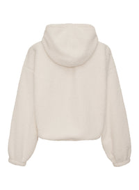 cream double faced sherpa hoodie pullover - back flat lay