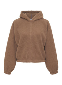 mocha double faced sherpa hoodie pullover - front flat lay