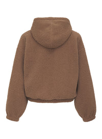 mocha double faced sherpa hoodie pullover - back flat lay