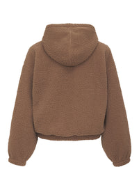 mocha double faced sherpa hoodie pullover - back flat lay