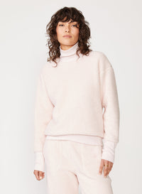 pink sherpa mock neck