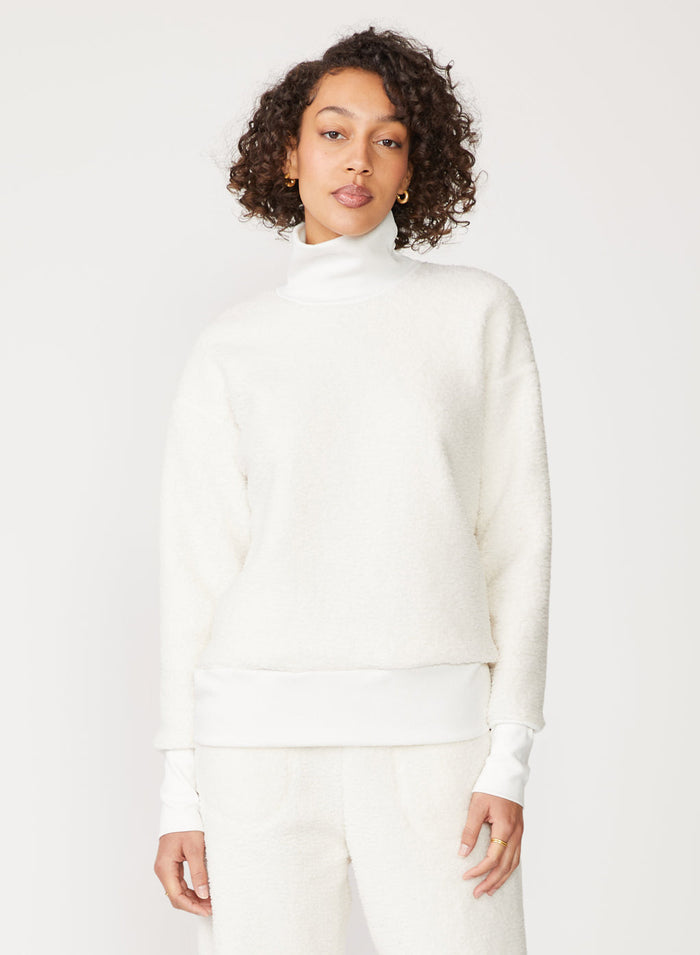 cream sherpa mock neck