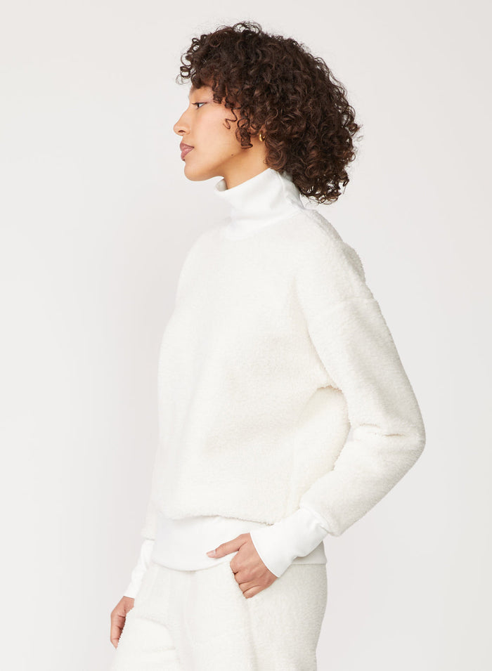 cream sherpa mock neck