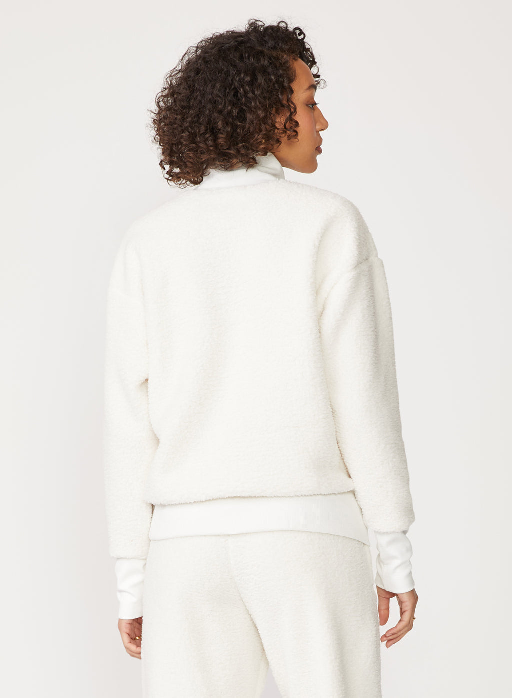 cream sherpa mock neck