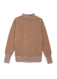 tan sherpa turtleneck pullover